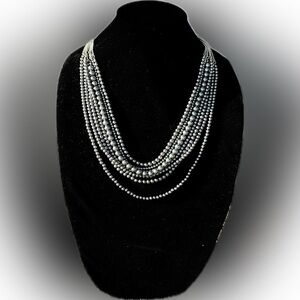 You & I Stylish Multi-Layered Silver Bead Necklace 26+3” new in 🎁